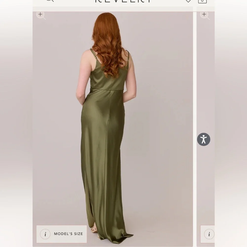 Revelry Skye Satin Dress Green size 8